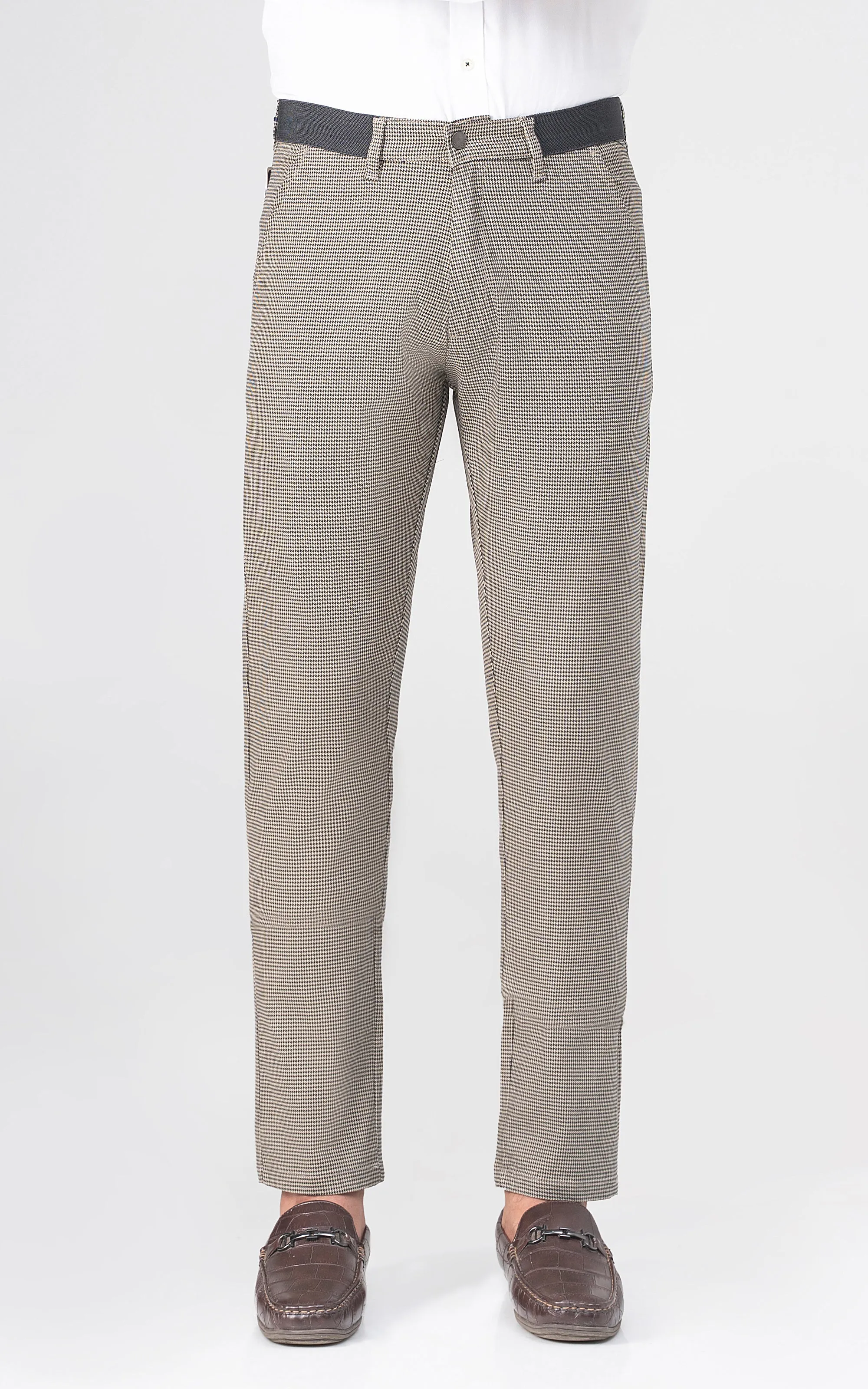 CROSS POCKET MINI CHECK PANT BEIGE BLACK