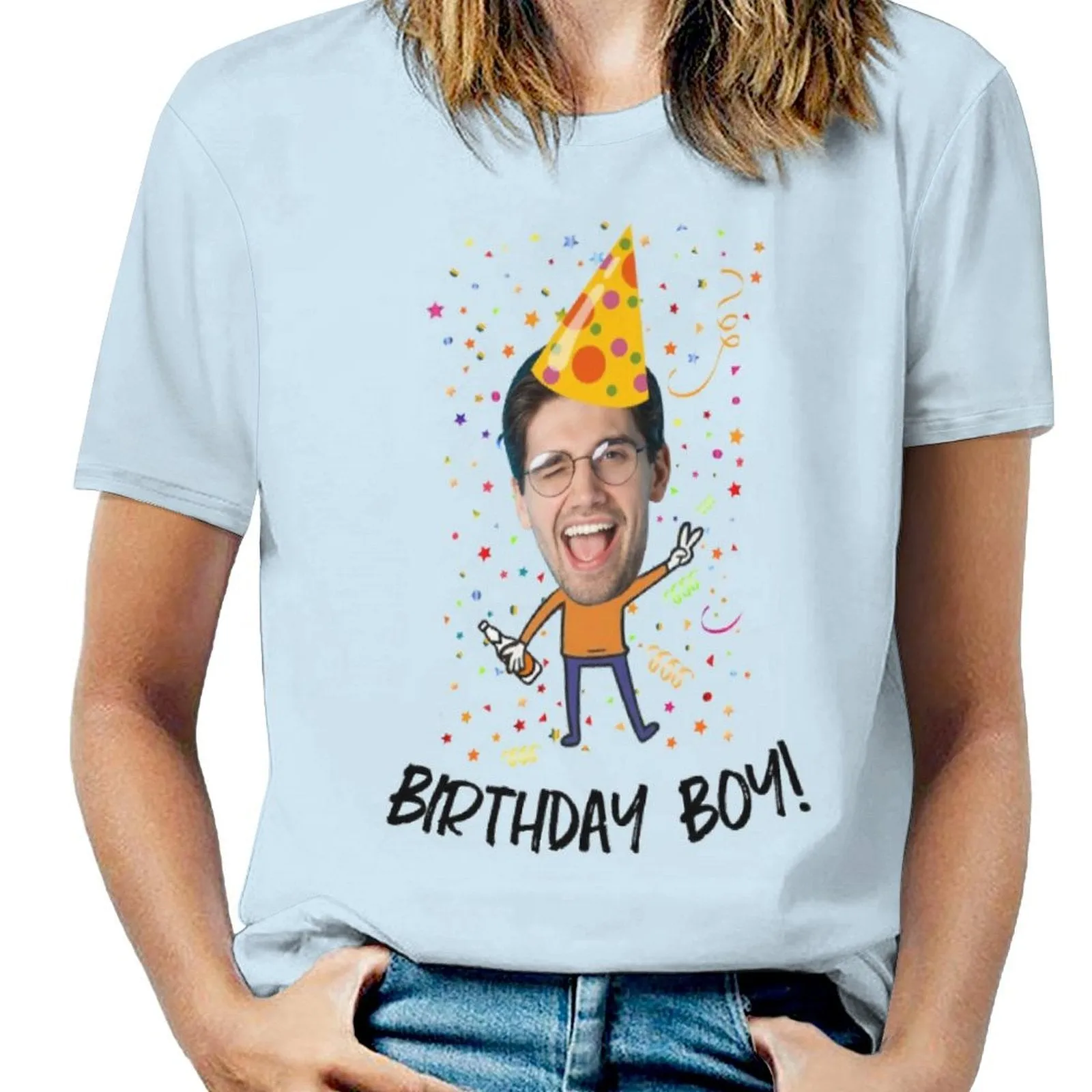 Custom Face&Text Birthday Shirts Birthday Boy Birthday Girl Birthday Party Shirts
