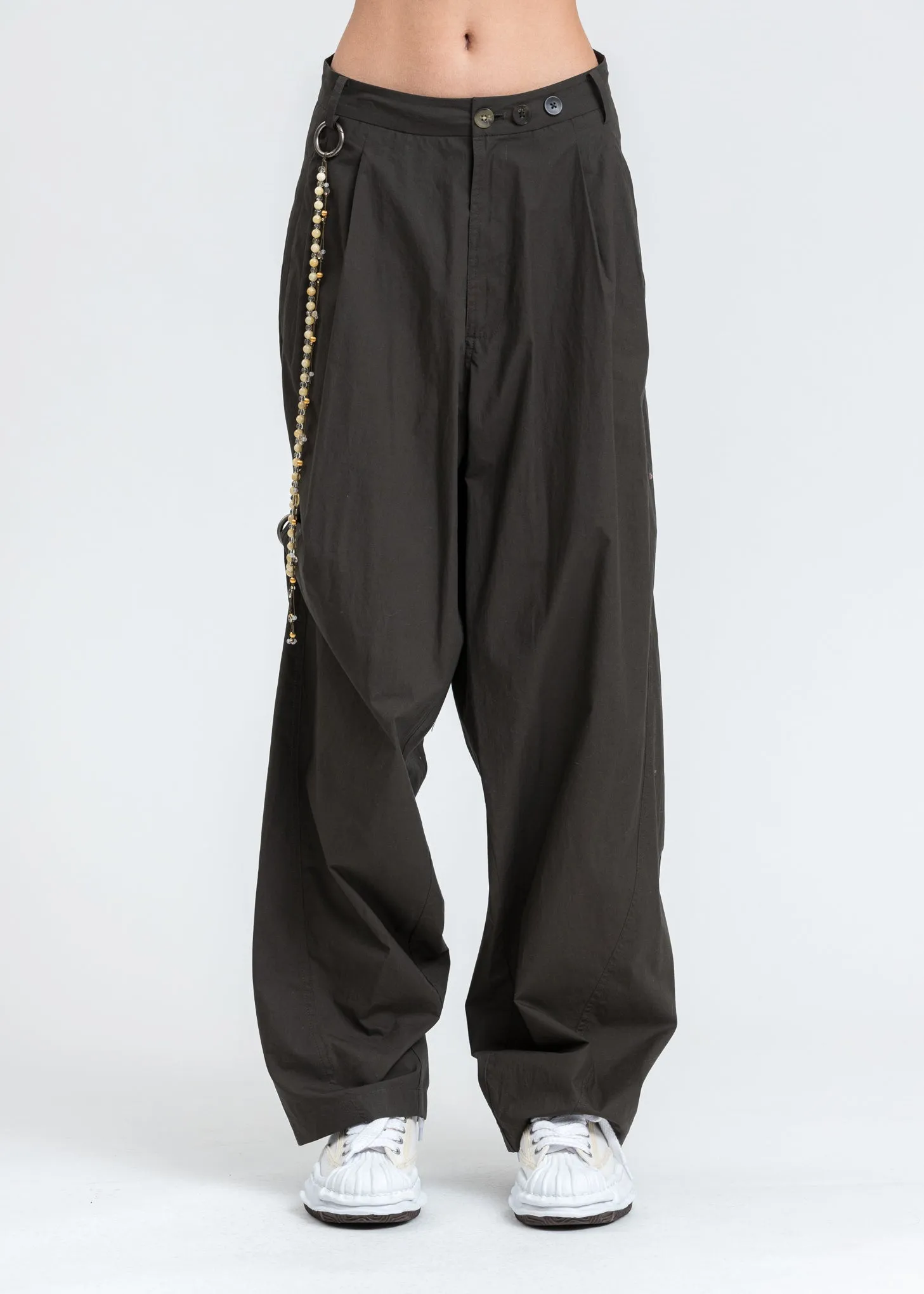 Dark Green Chained Wide Pants