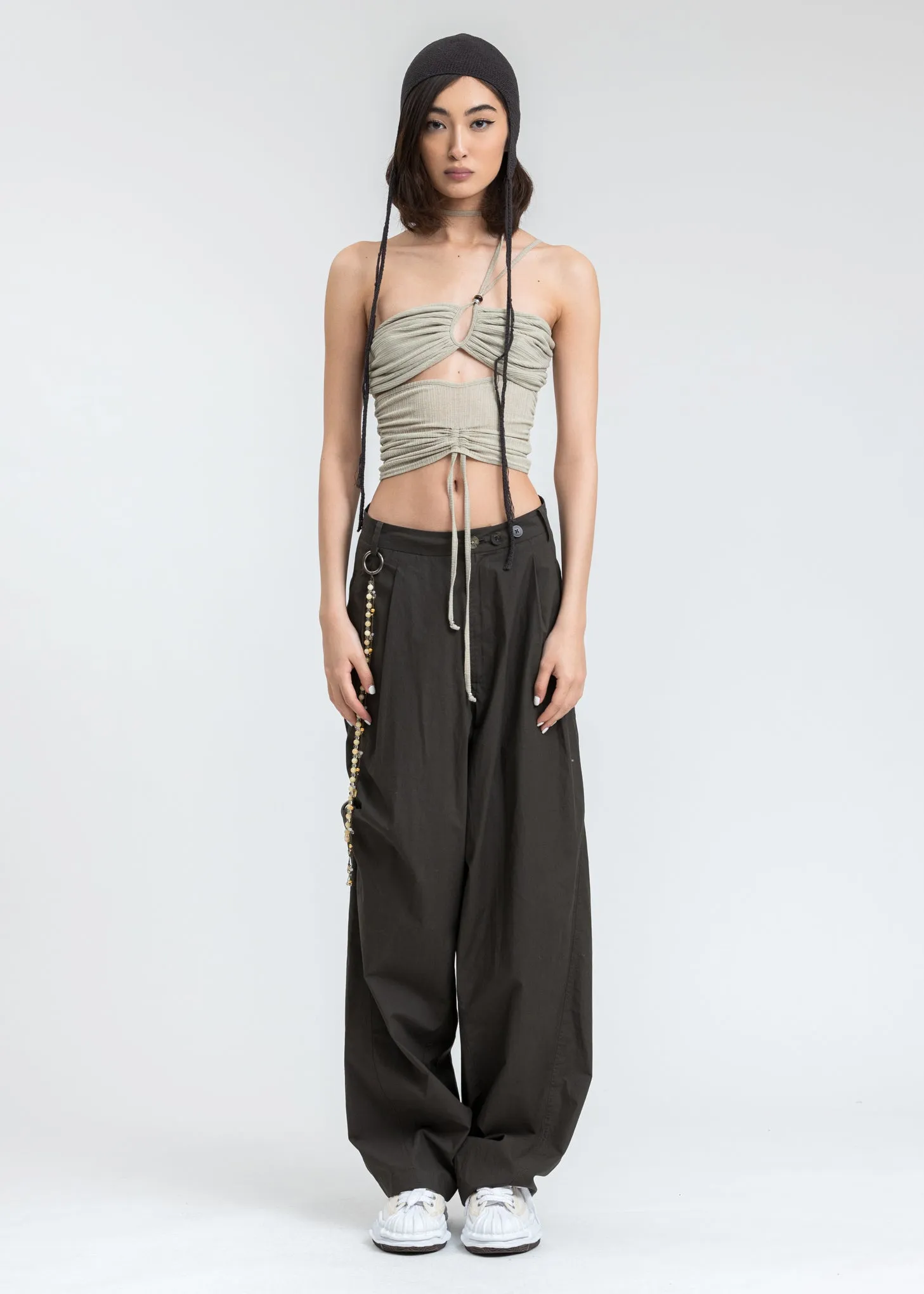 Dark Green Chained Wide Pants