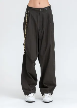 Dark Green Chained Wide Pants