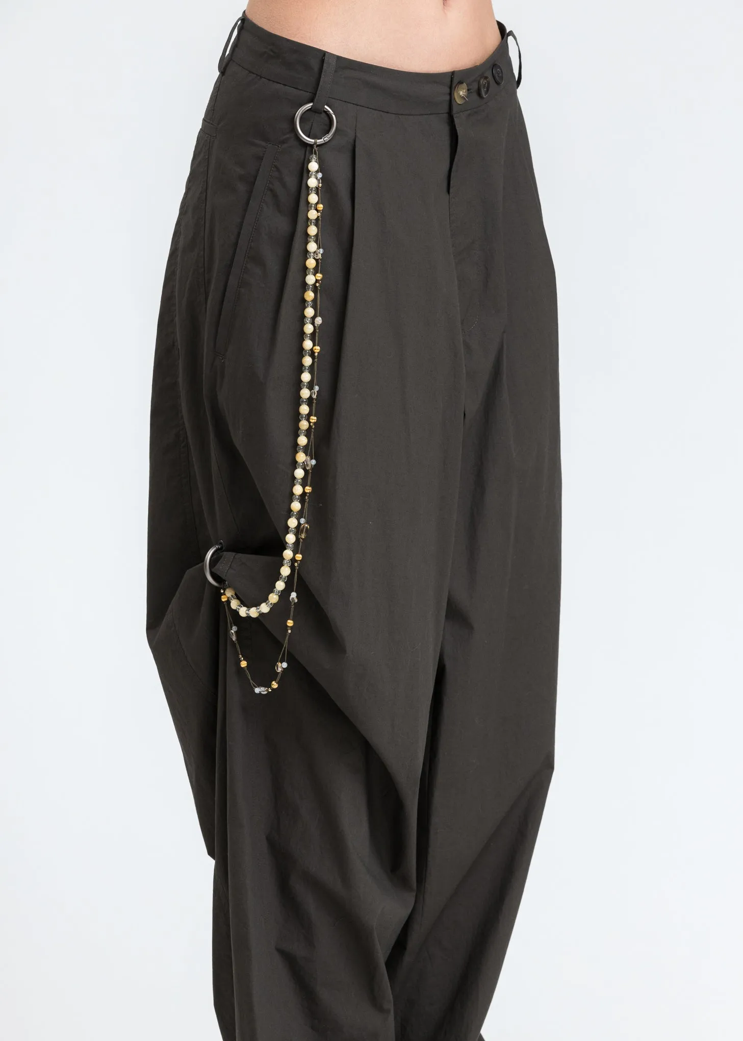 Dark Green Chained Wide Pants