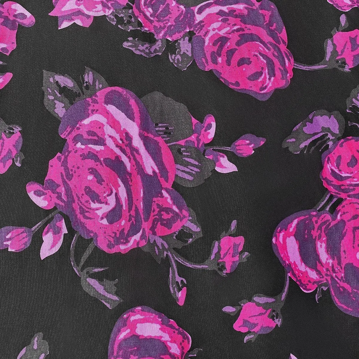 Darlene Retro Black-Pink Roses Swing Dress