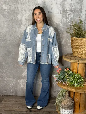 Denim Lace Combo Lightweight Shacket