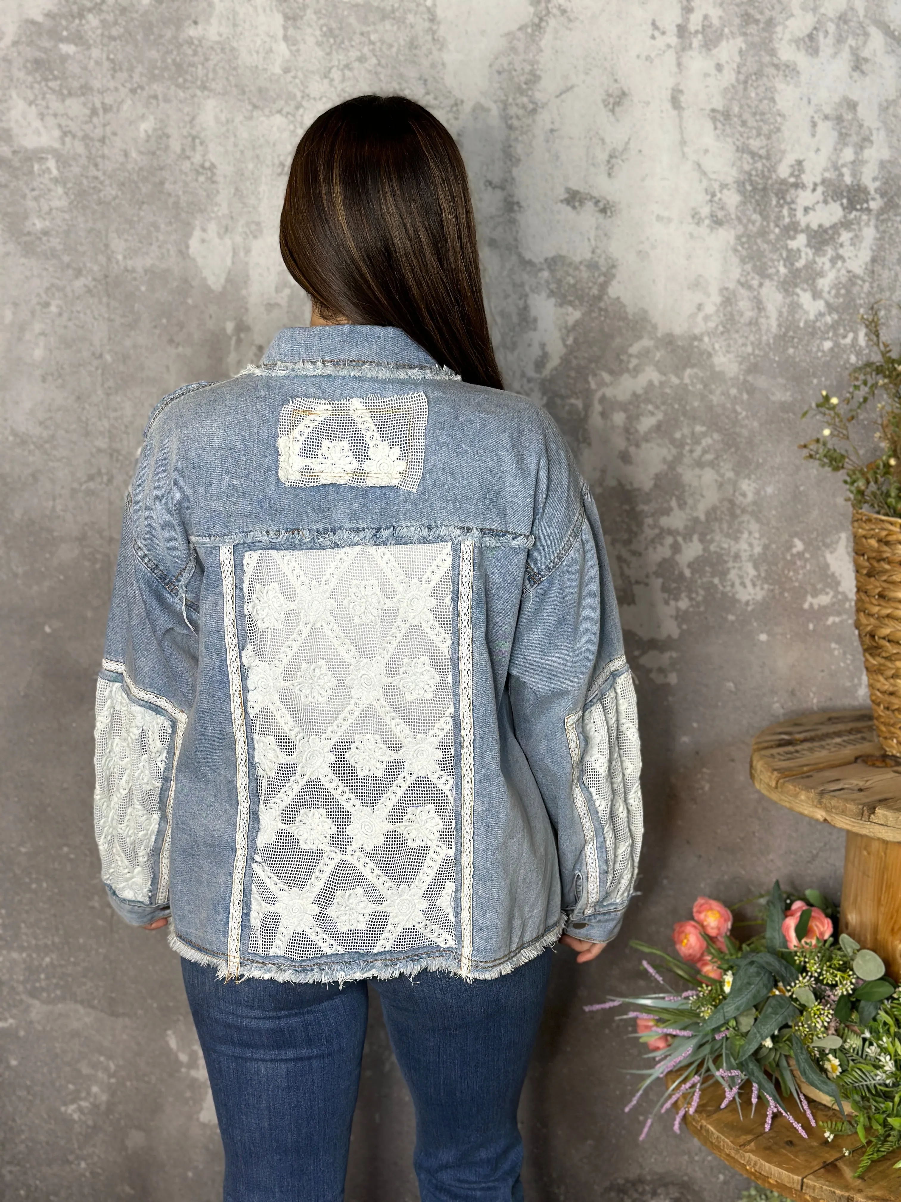 Denim Lace Combo Lightweight Shacket