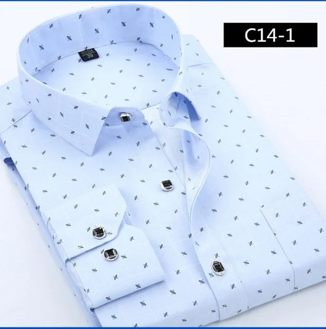 Designer Men Shirt Long Sleeve Casual Shirt Slim Fit Print Shirts