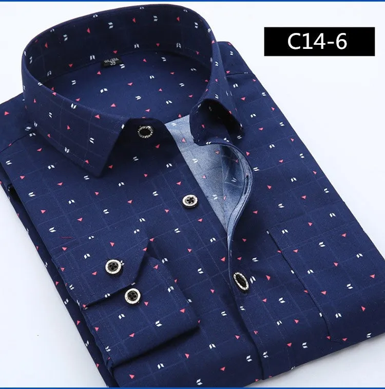 Designer Men Shirt Long Sleeve Casual Shirt Slim Fit Print Shirts
