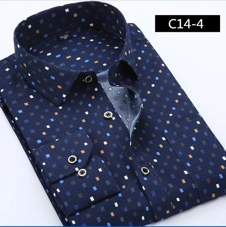 Designer Men Shirt Long Sleeve Casual Shirt Slim Fit Print Shirts