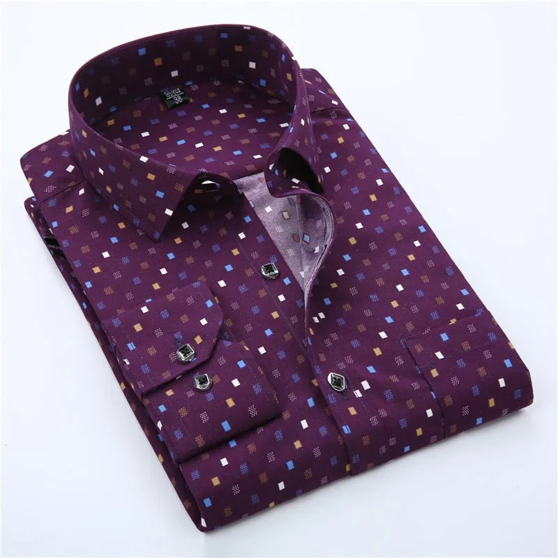Designer Men Shirt Long Sleeve Casual Shirt Slim Fit Print Shirts