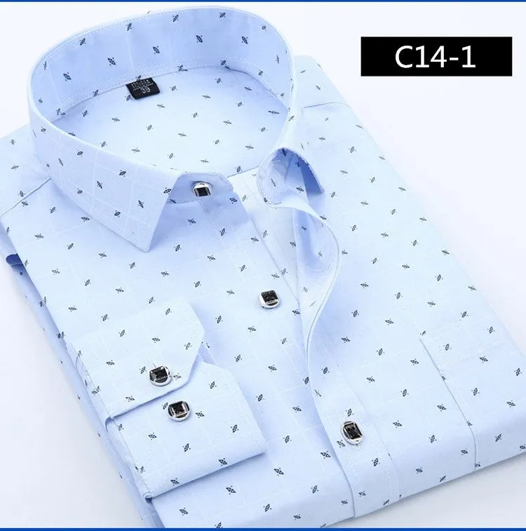 Designer Men Shirt Long Sleeve Casual Shirt Slim Fit Print Shirts