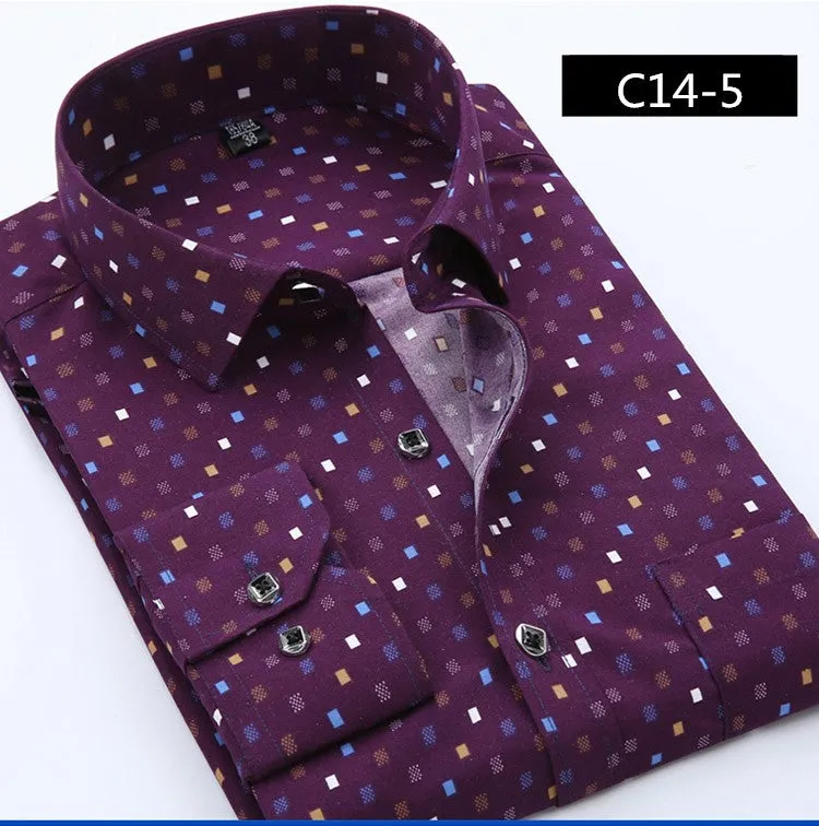 Designer Men Shirt Long Sleeve Casual Shirt Slim Fit Print Shirts