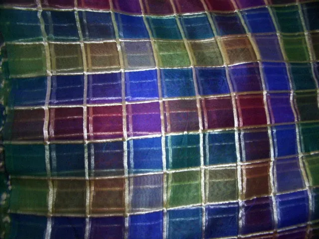 Designer Silk organza multi colour plaids 54