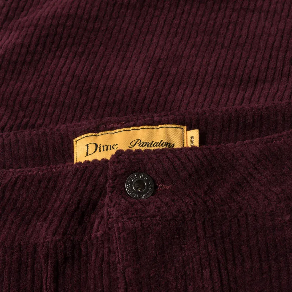 Dime - Relaxed Cargo Cord Pants in Burgundy