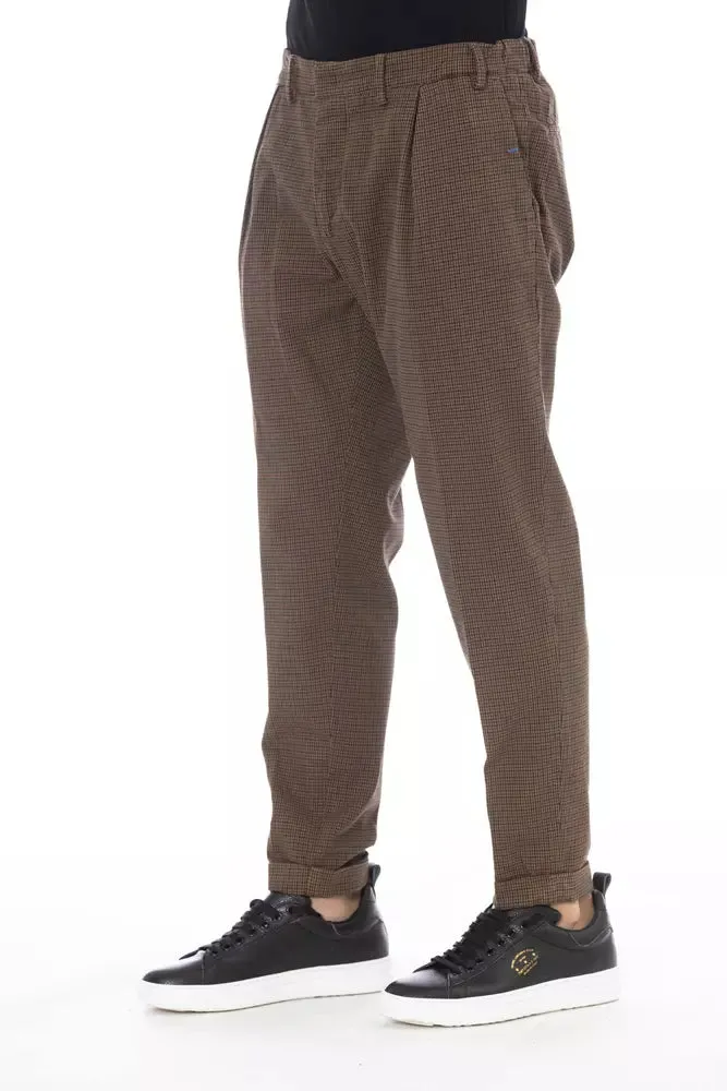 Distretto12 Elegant Brown Cotton Blend Trousers