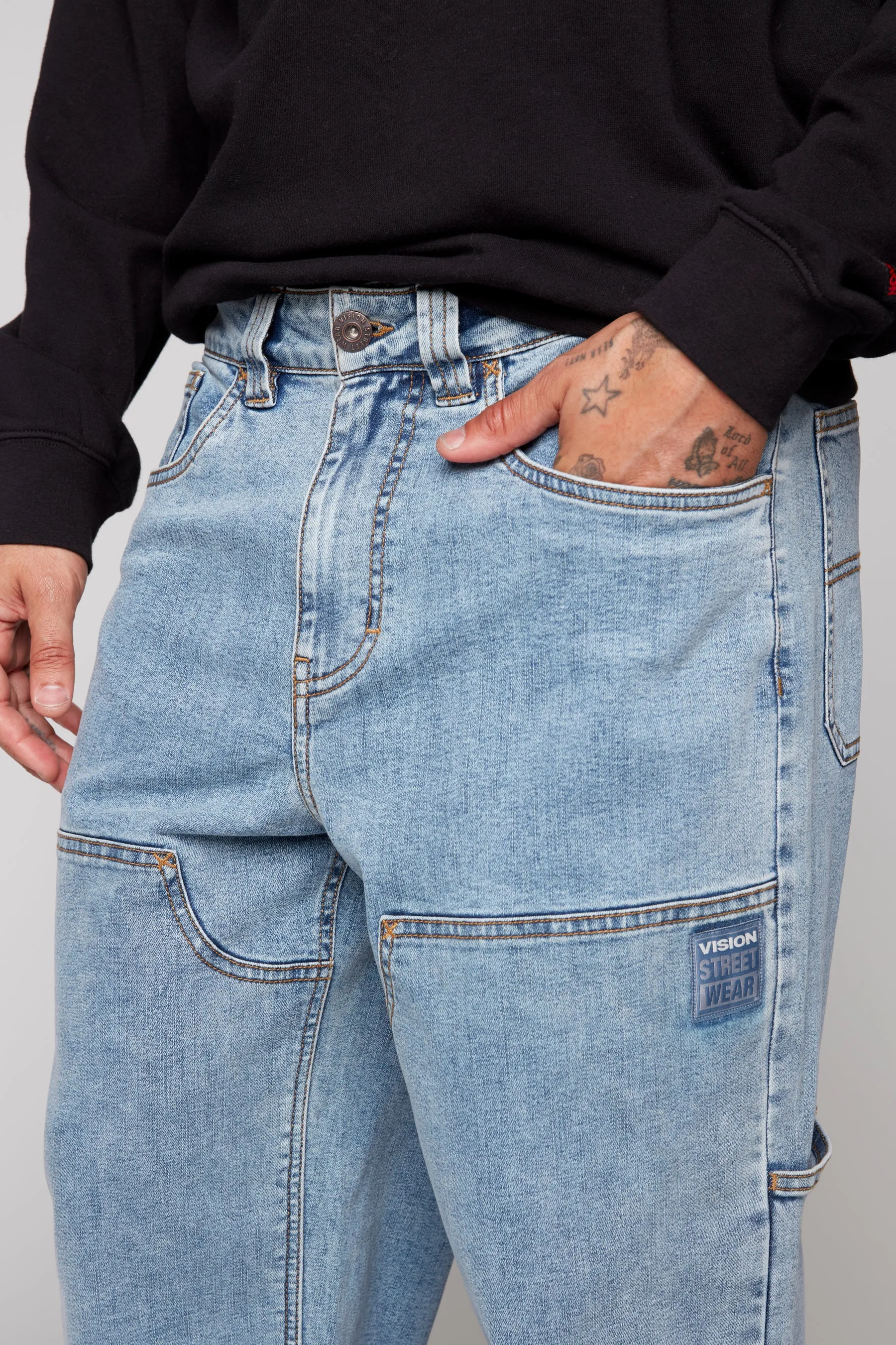 DORFMAN - Loose Fit Carpenter Pant - Dark Stone Denim