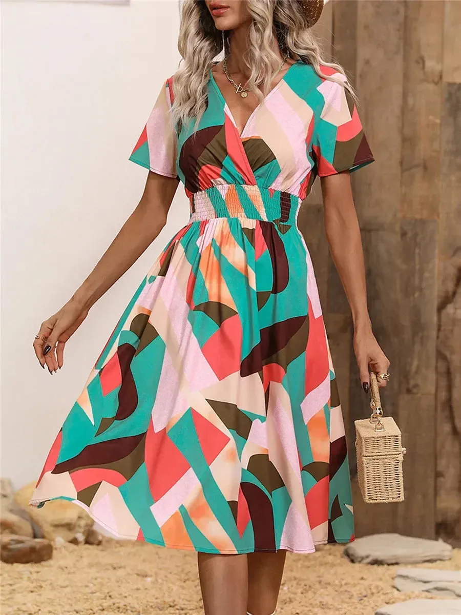 Fashionable Floral Holiday Sleeveless Chic Summer Long Midi Dress