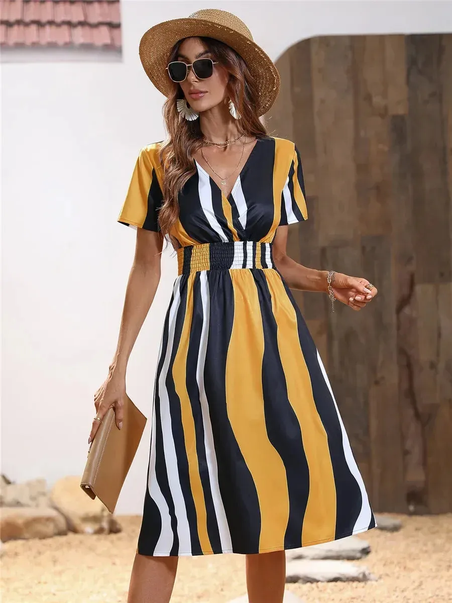 Fashionable Floral Holiday Sleeveless Chic Summer Long Midi Dress