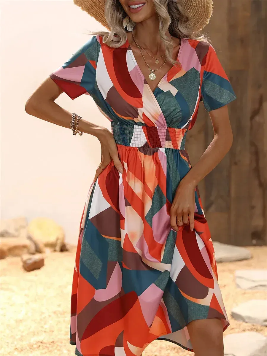Fashionable Floral Holiday Sleeveless Chic Summer Long Midi Dress