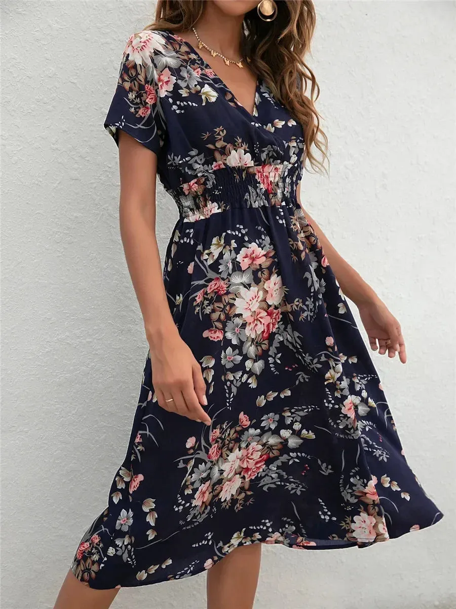 Fashionable Floral Holiday Sleeveless Chic Summer Long Midi Dress