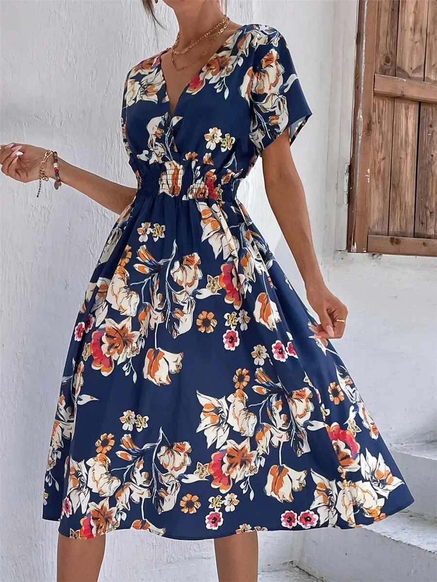 Fashionable Floral Holiday Sleeveless Chic Summer Long Midi Dress