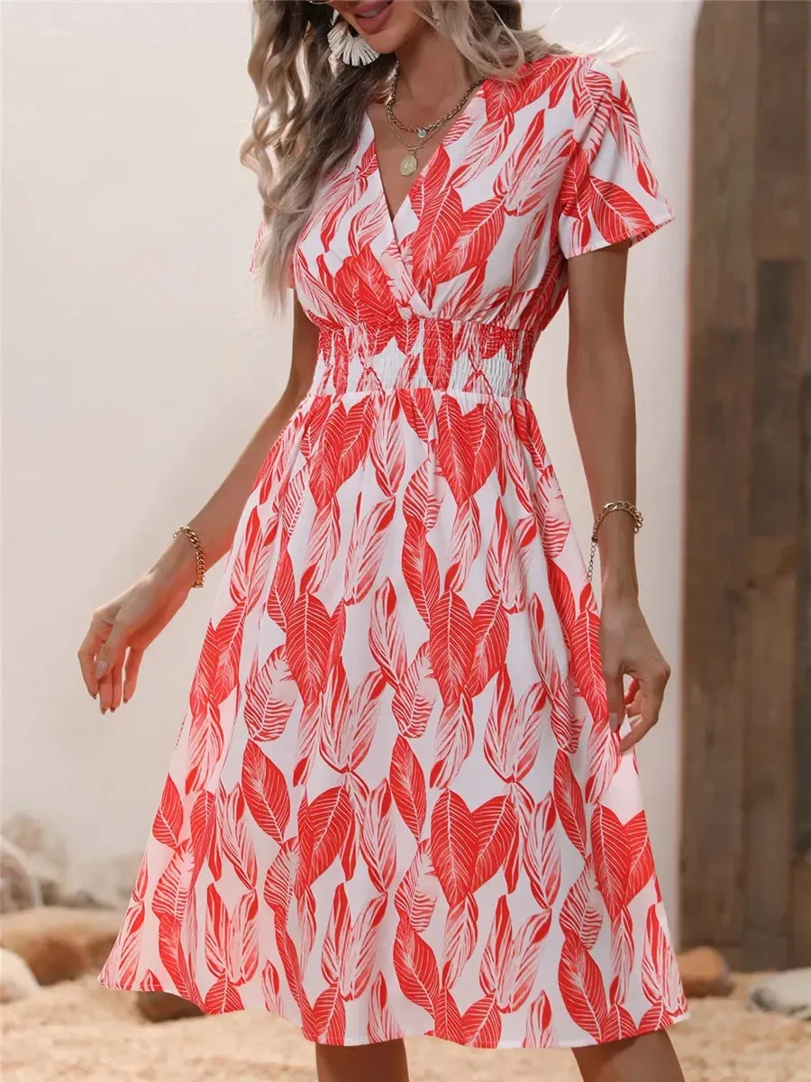 Fashionable Floral Holiday Sleeveless Chic Summer Long Midi Dress