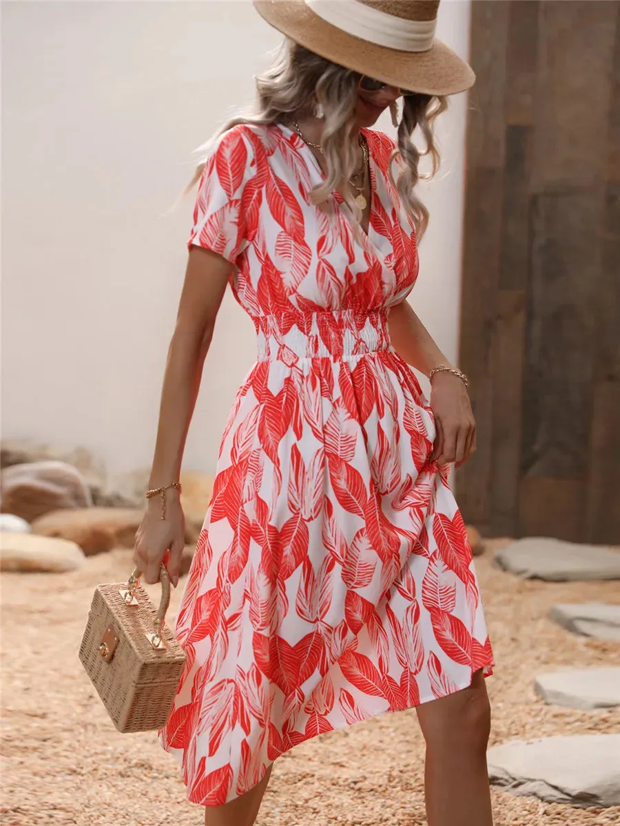 Fashionable Floral Holiday Sleeveless Chic Summer Long Midi Dress