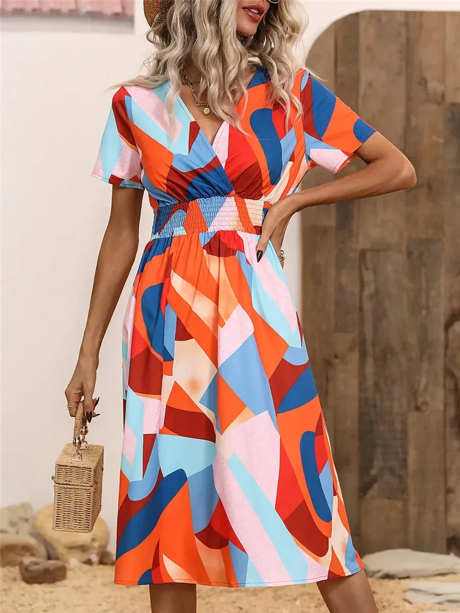 Fashionable Floral Holiday Sleeveless Chic Summer Long Midi Dress