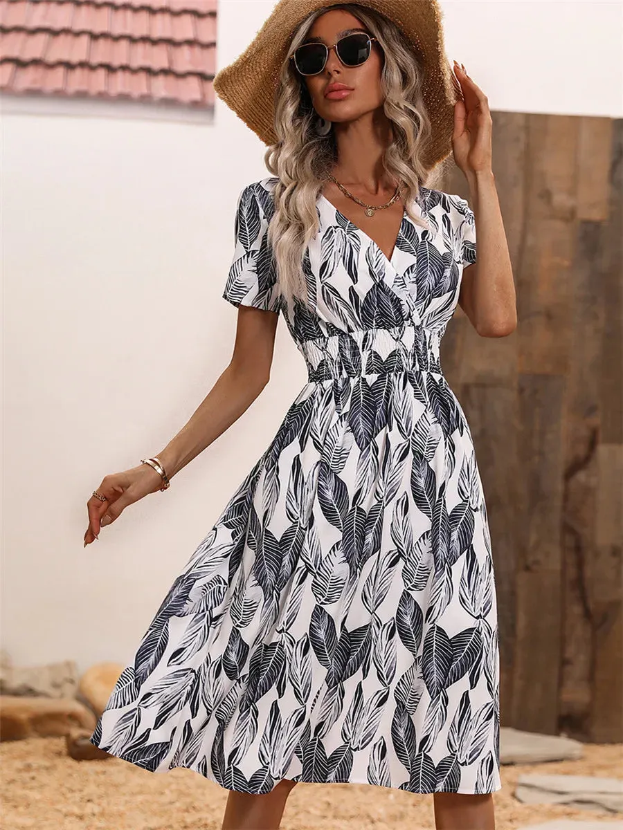 Fashionable Floral Holiday Sleeveless Chic Summer Long Midi Dress