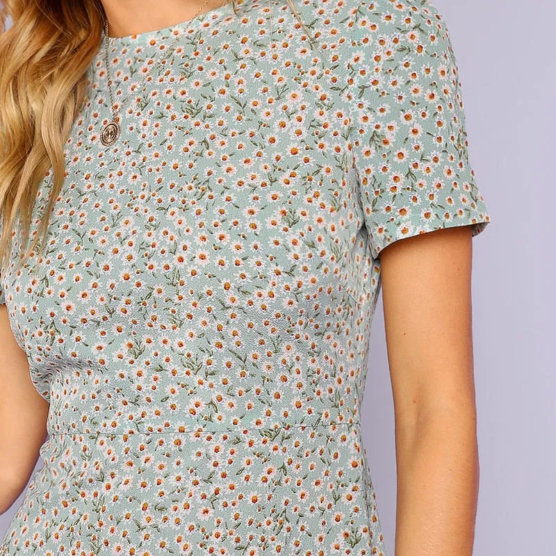 Floral Print Ruffle Hem Dress