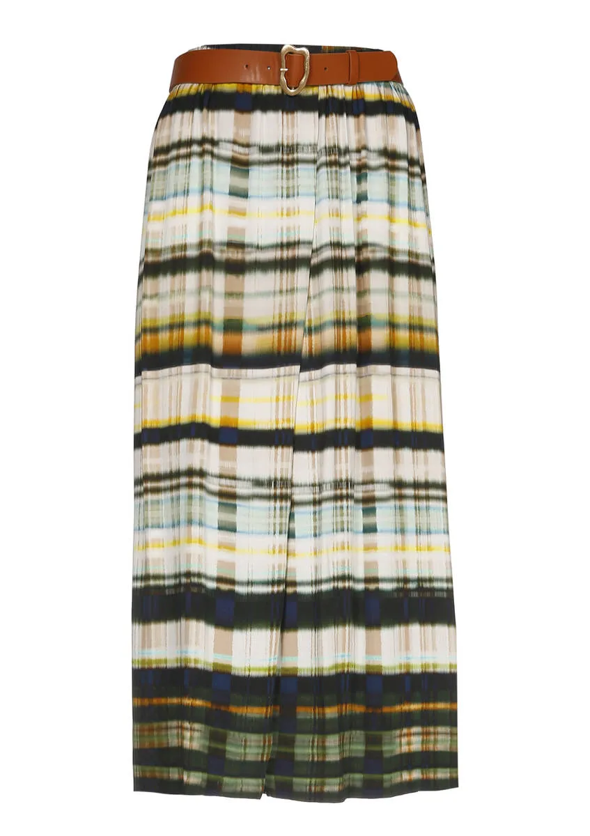 FLOWING STRAIGHT PRINTED SHINY SKIRT 