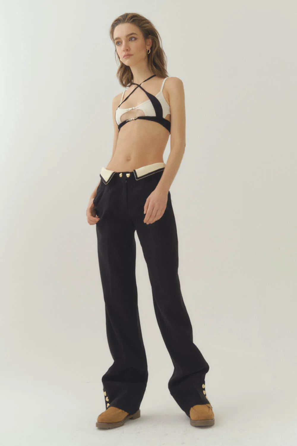 Folded Waist Relaxed Fit Trouser