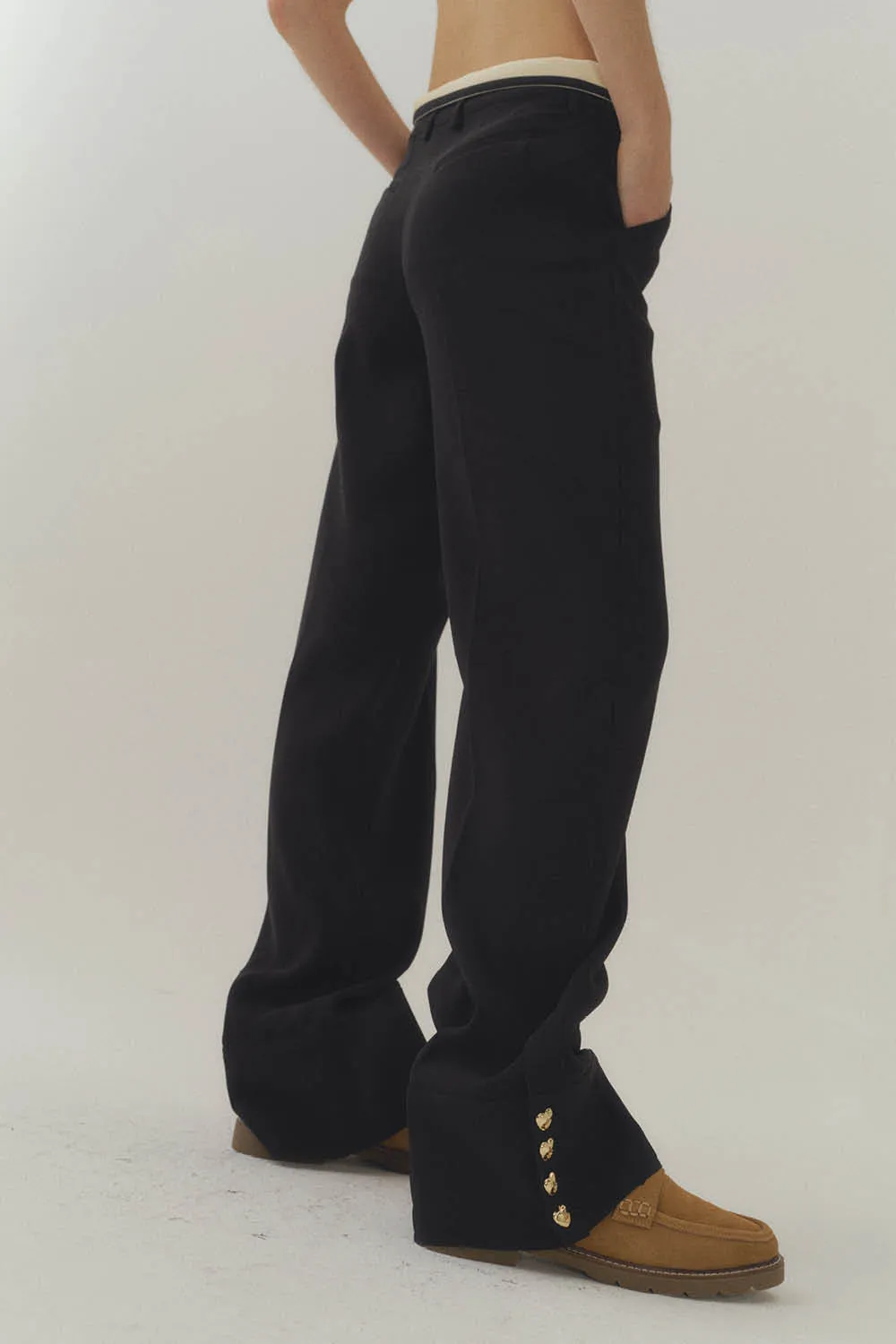 Folded Waist Relaxed Fit Trouser
