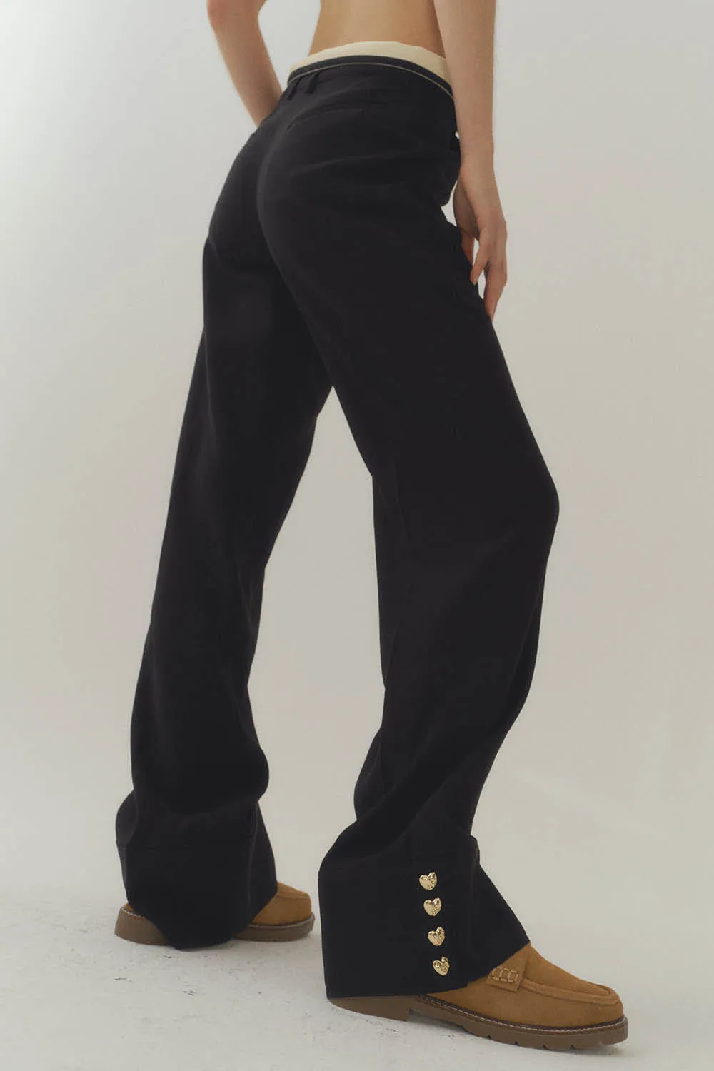 Folded Waist Relaxed Fit Trouser