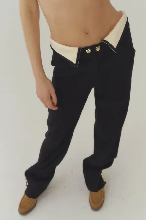 Folded Waist Relaxed Fit Trouser