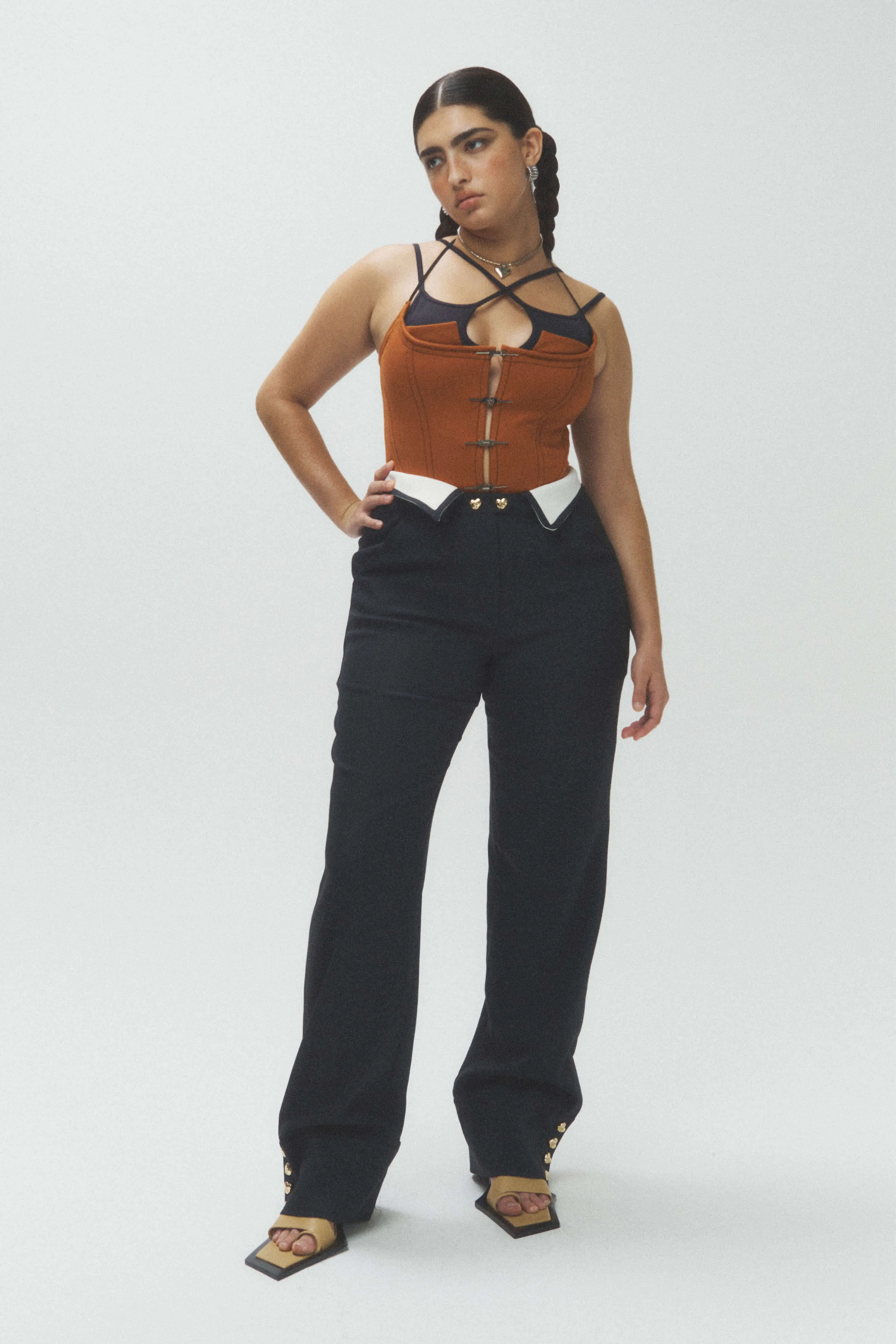 Folded Waist Relaxed Fit Trouser