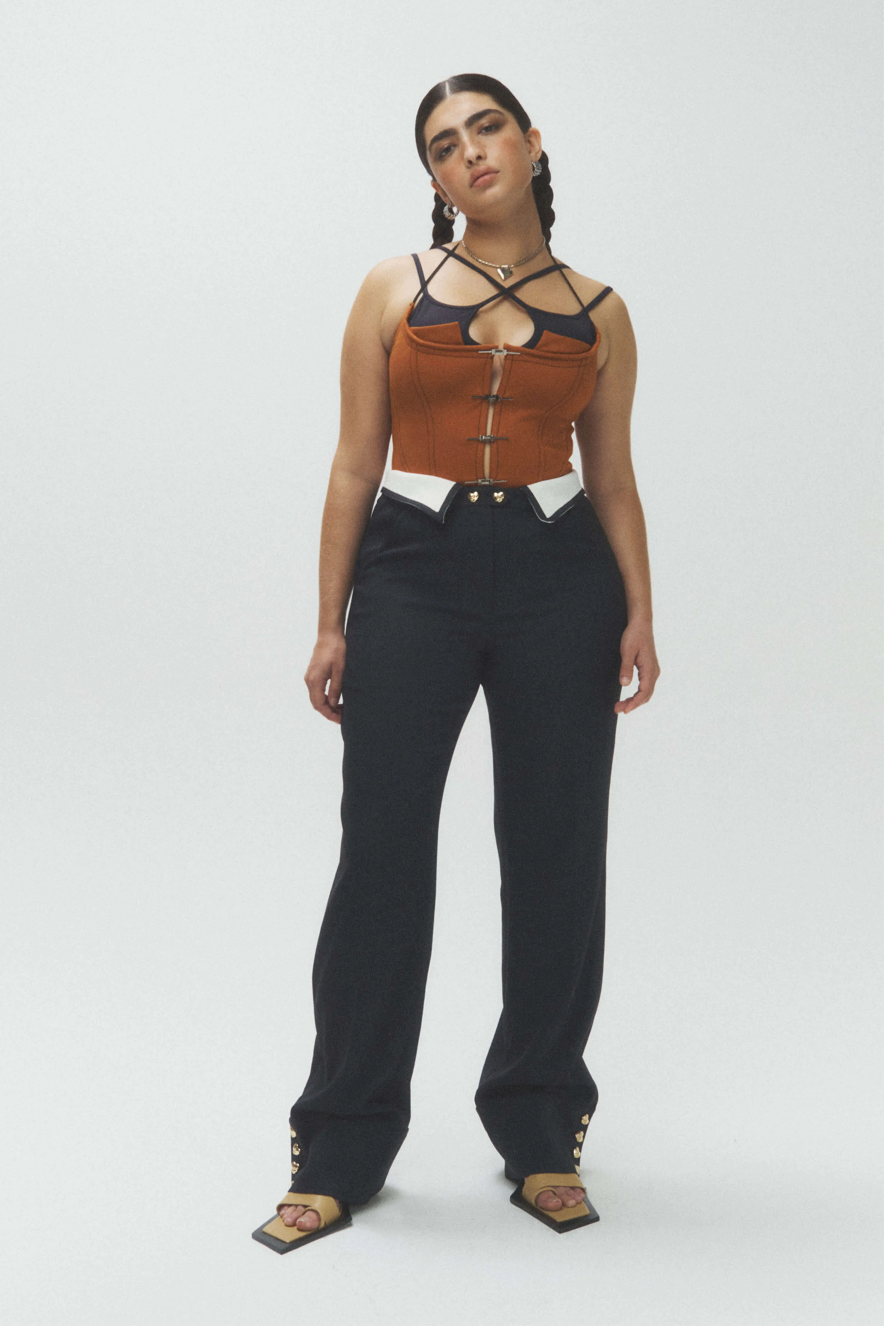 Folded Waist Relaxed Fit Trouser