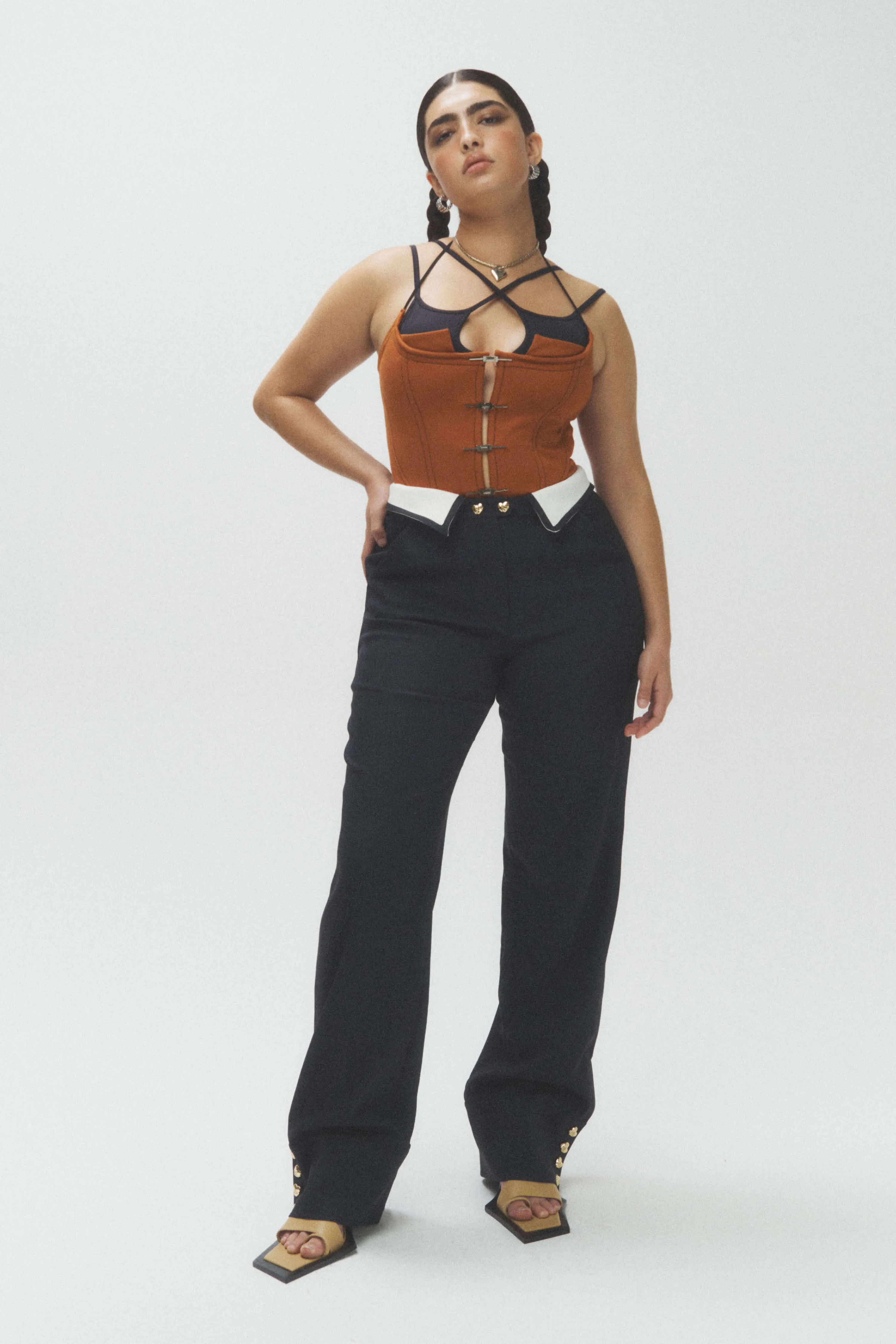 Folded Waist Relaxed Fit Trouser