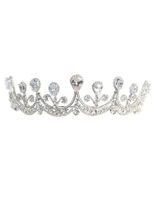 Girls Silver Crystal Adorned Princess Wedding Pageant Tiara