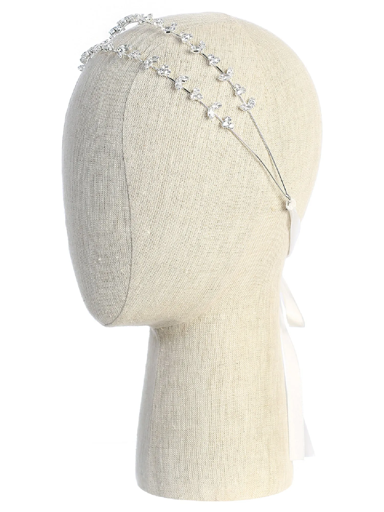 Girls White Various Shape Crystal Double String Headband