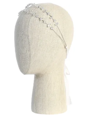 Girls White Various Shape Crystal Double String Headband