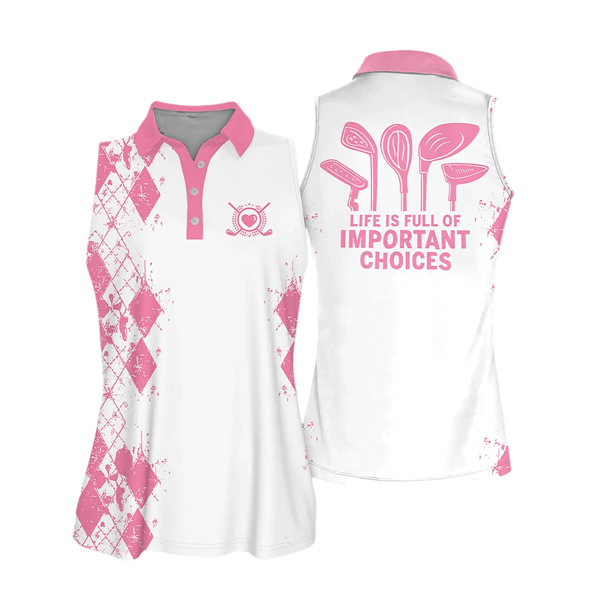 Golf Women Sleeveless Athleisure Polo Shirt, Life Is Full Of Important Choices Multicolor - Gift For Golfers, Female, Golf Lovers, Mother's Day