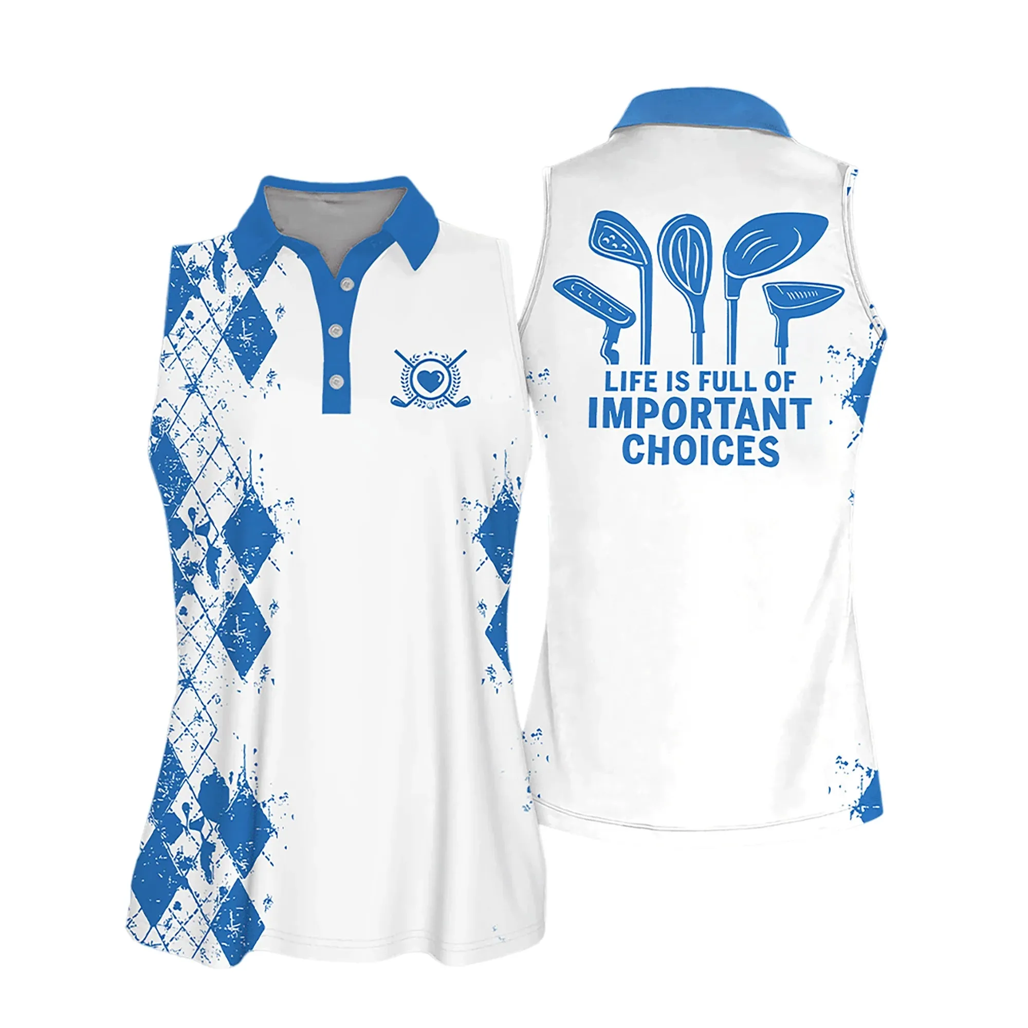 Golf Women Sleeveless Athleisure Polo Shirt, Life Is Full Of Important Choices Multicolor - Gift For Golfers, Female, Golf Lovers, Mother's Day