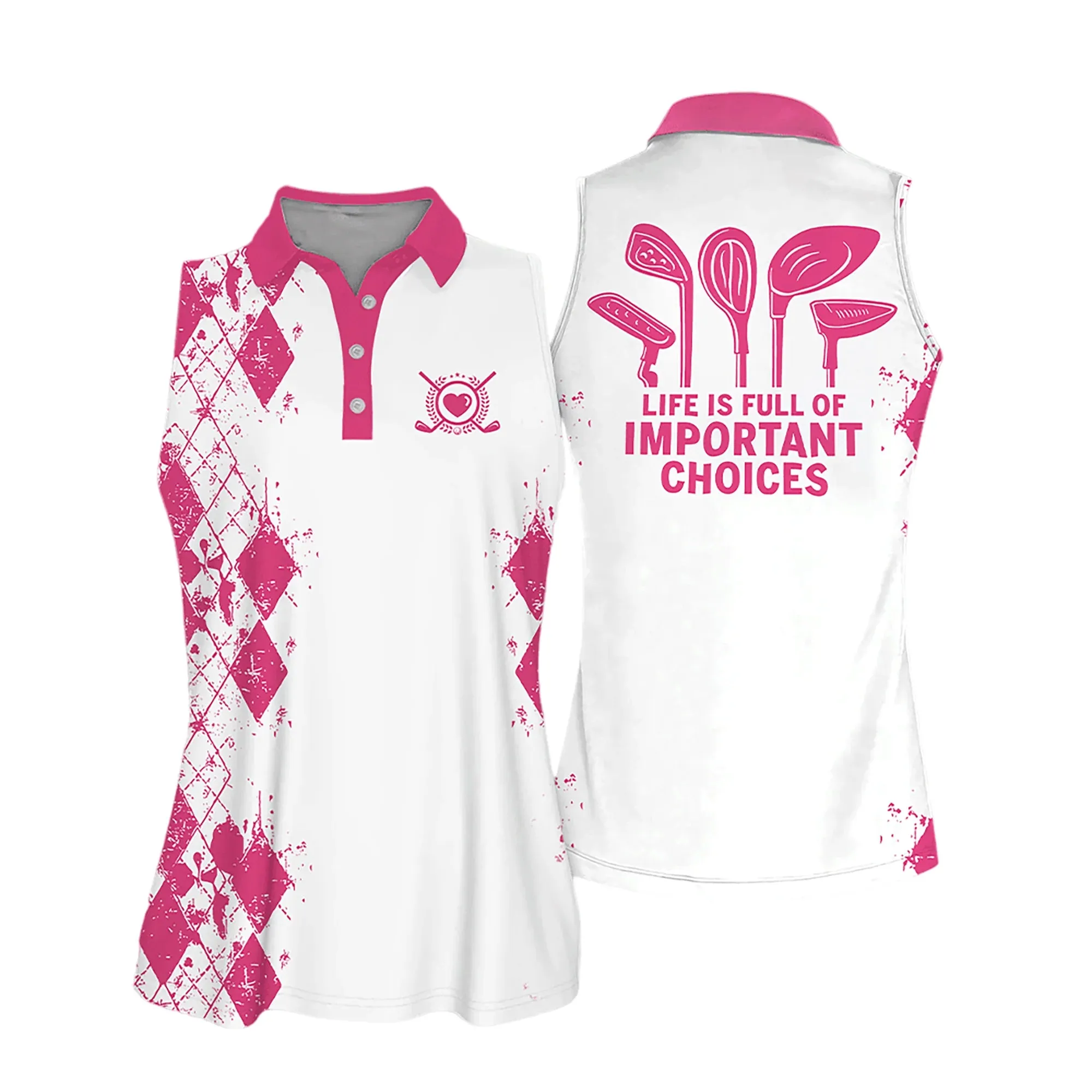 Golf Women Sleeveless Athleisure Polo Shirt, Life Is Full Of Important Choices Multicolor - Gift For Golfers, Female, Golf Lovers, Mother's Day