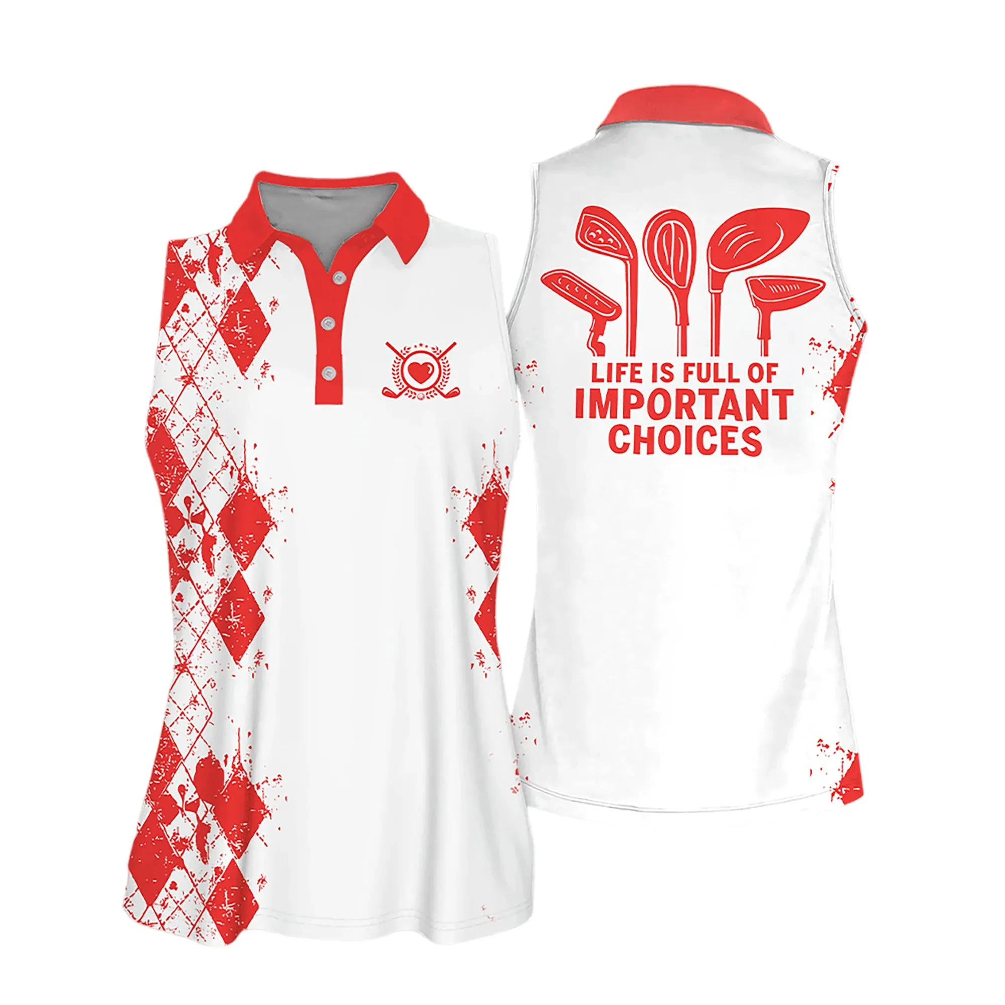 Golf Women Sleeveless Athleisure Polo Shirt, Life Is Full Of Important Choices Multicolor - Gift For Golfers, Female, Golf Lovers, Mother's Day