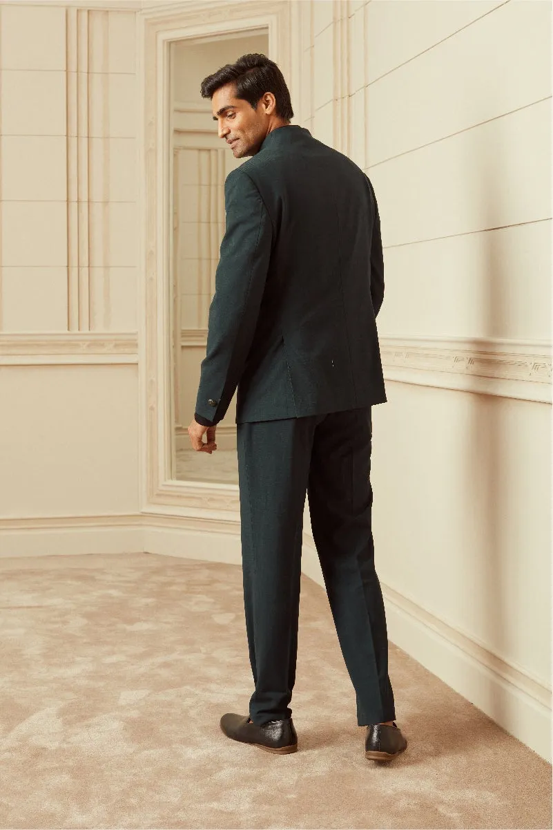 Green Plain Stretch Bandhgala