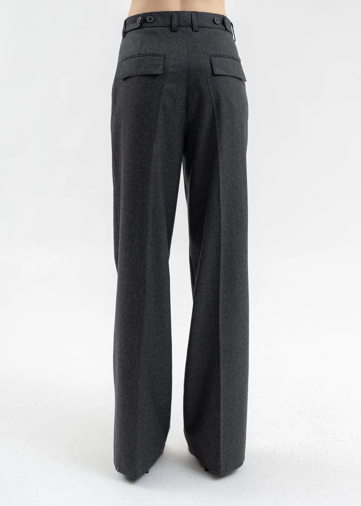 GREY RELAXED TAILORING TROUSERS PINSTRIPE