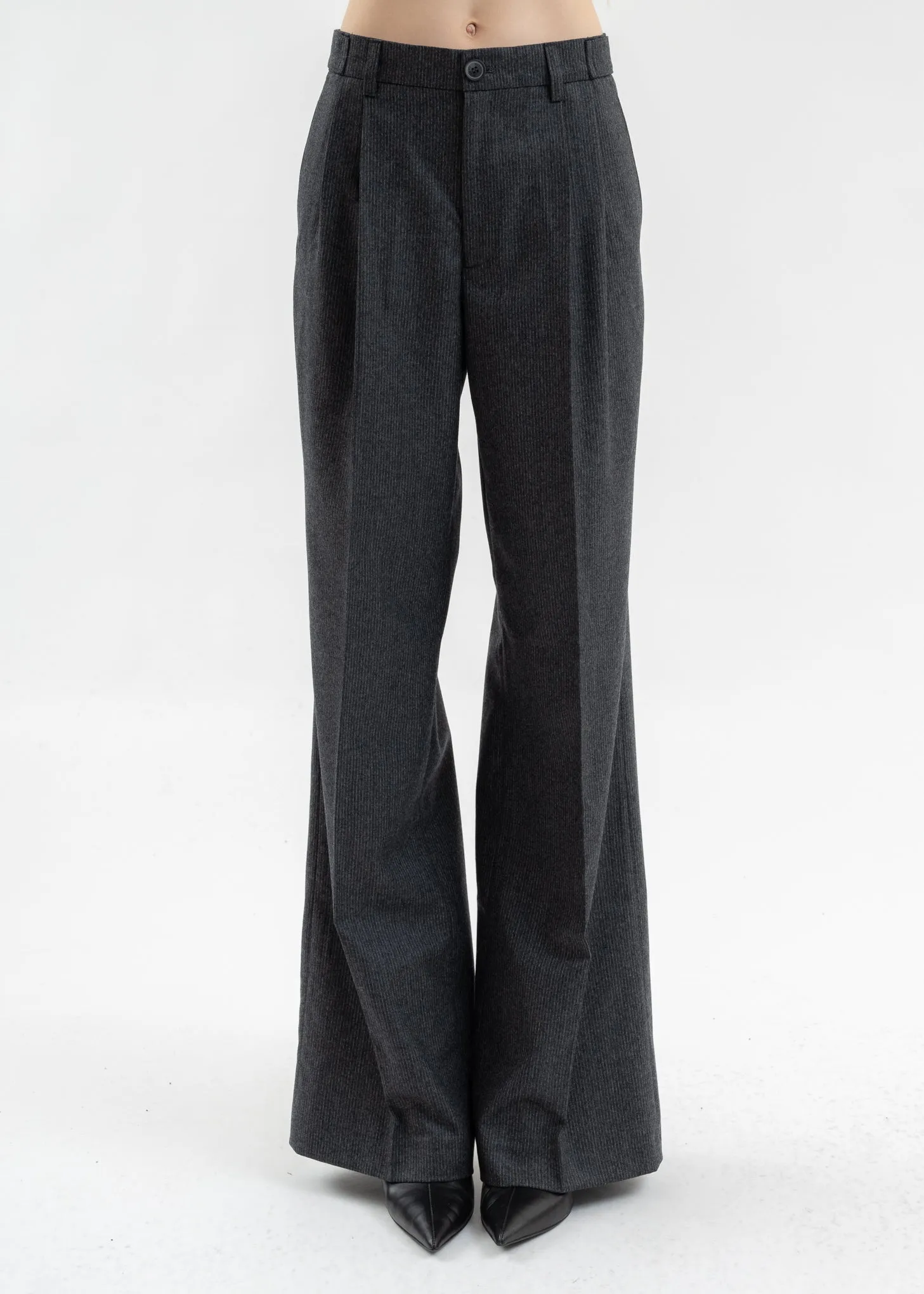 GREY RELAXED TAILORING TROUSERS PINSTRIPE