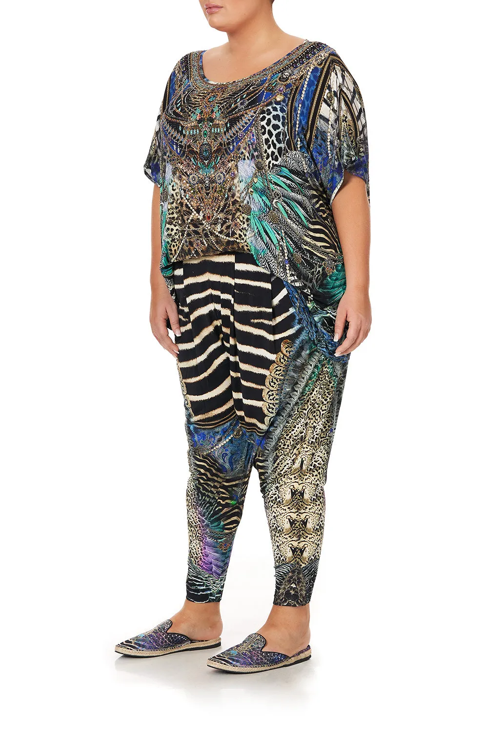 HAREM PANTS WITH FRONT PLEATS ANIMAL ARMY