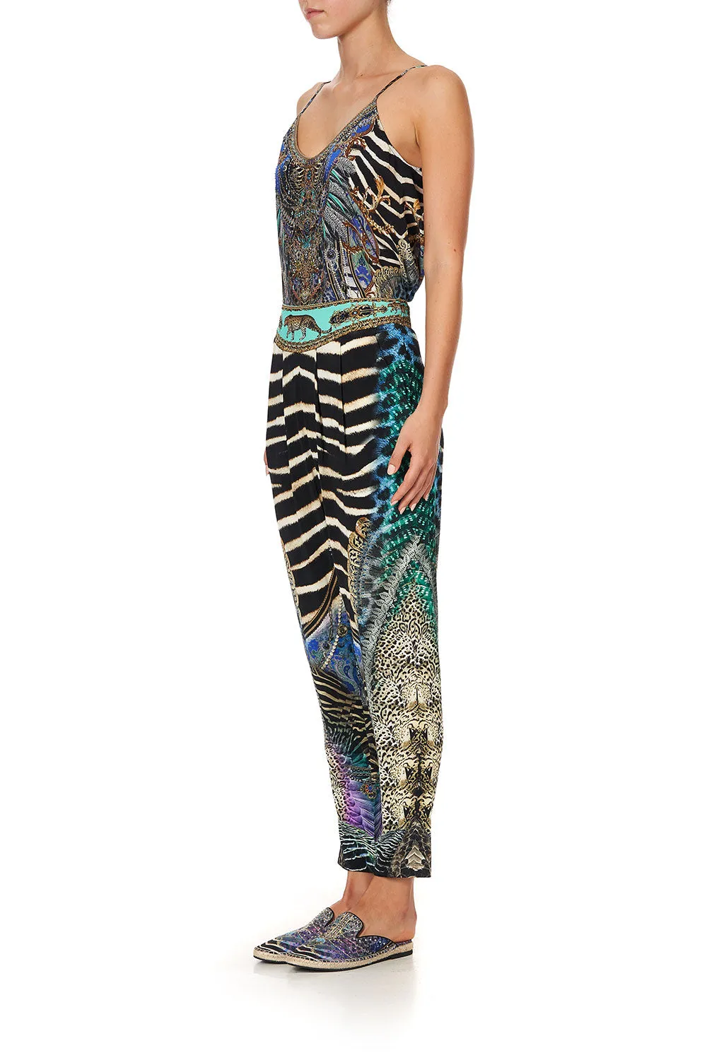 HAREM PANTS WITH FRONT PLEATS ANIMAL ARMY