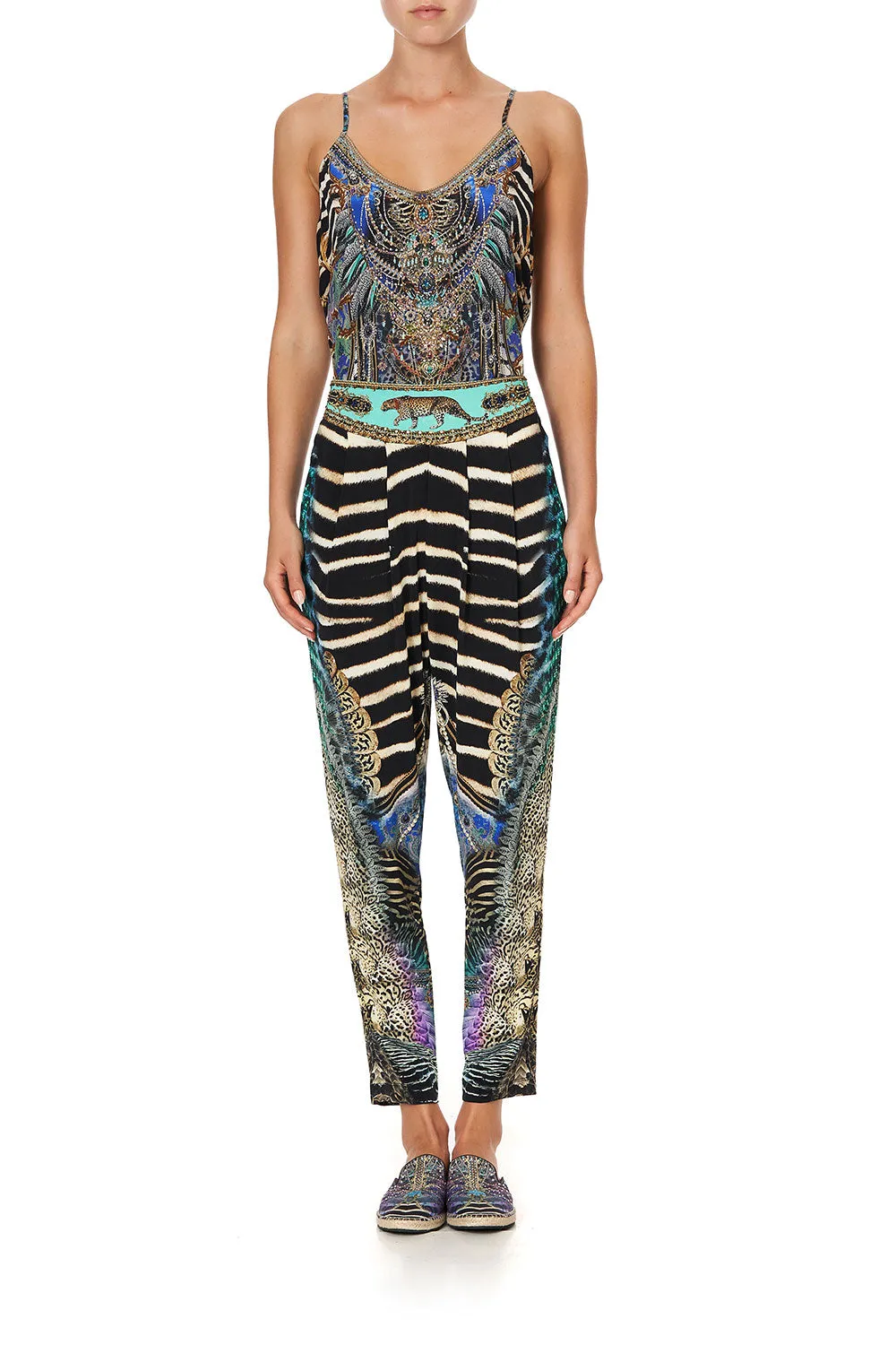 HAREM PANTS WITH FRONT PLEATS ANIMAL ARMY